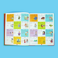 صفحات داخلية من كتاب أوّل 1000 كلمة للصغار تعرض كلمات مصوّرة بالإنجليزية والعربية والفرنسية