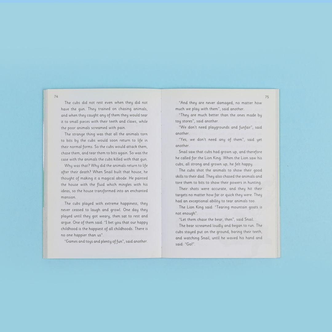 صفحات كتاب القائد الذي يصارع الحلزون قصة تعليمية تنمّي القيم والتفكير الإبداعي وحب القراءة بالإنجليزية